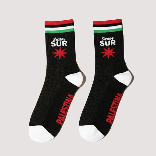 Calcetines solidarios "De pie por Gaza" Ana Tijoux