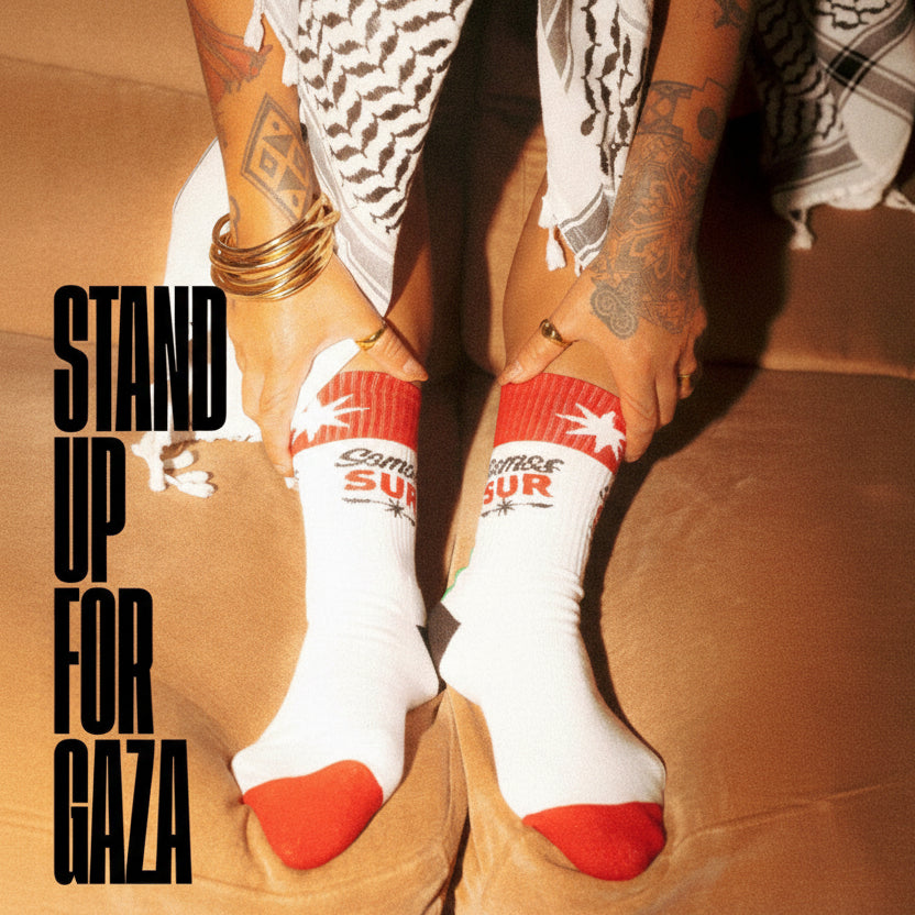 Calcetines solidarios "De pie por Gaza" Ana Tijoux